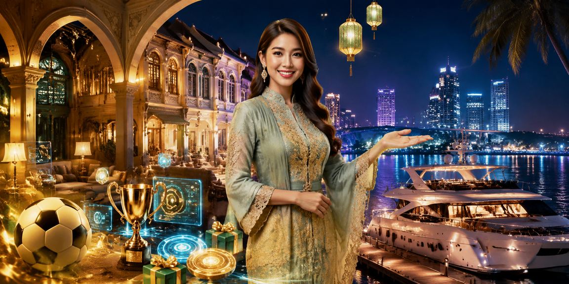 Suasana kasino hiburan bergaya Hari Raya di Johor dengan dealer dan meja permainan moden